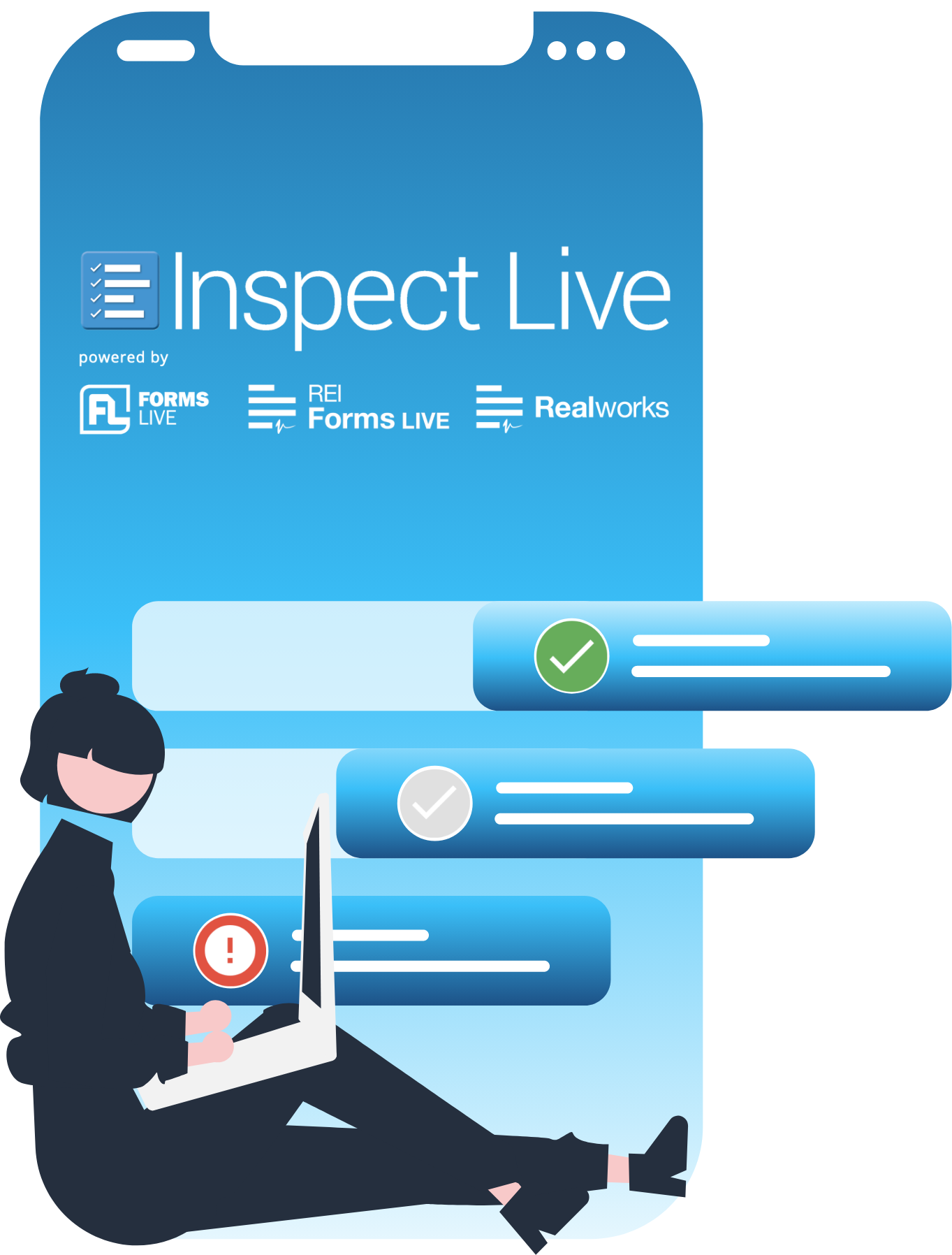 Inspect Live mobile interface - the best property inspection app for property managers.